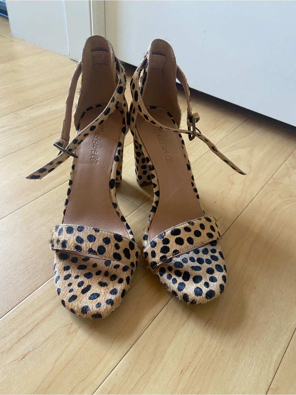 Madewell Leopard Spot Ankle-Tie High Heels - Tan/Black